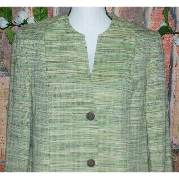Alfred Dunner Ladies 8 Shades of Green Woven Blazer Jacket Size 8 Career Church - Picture 2 of 9